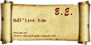 Bálint Ede névjegykártya